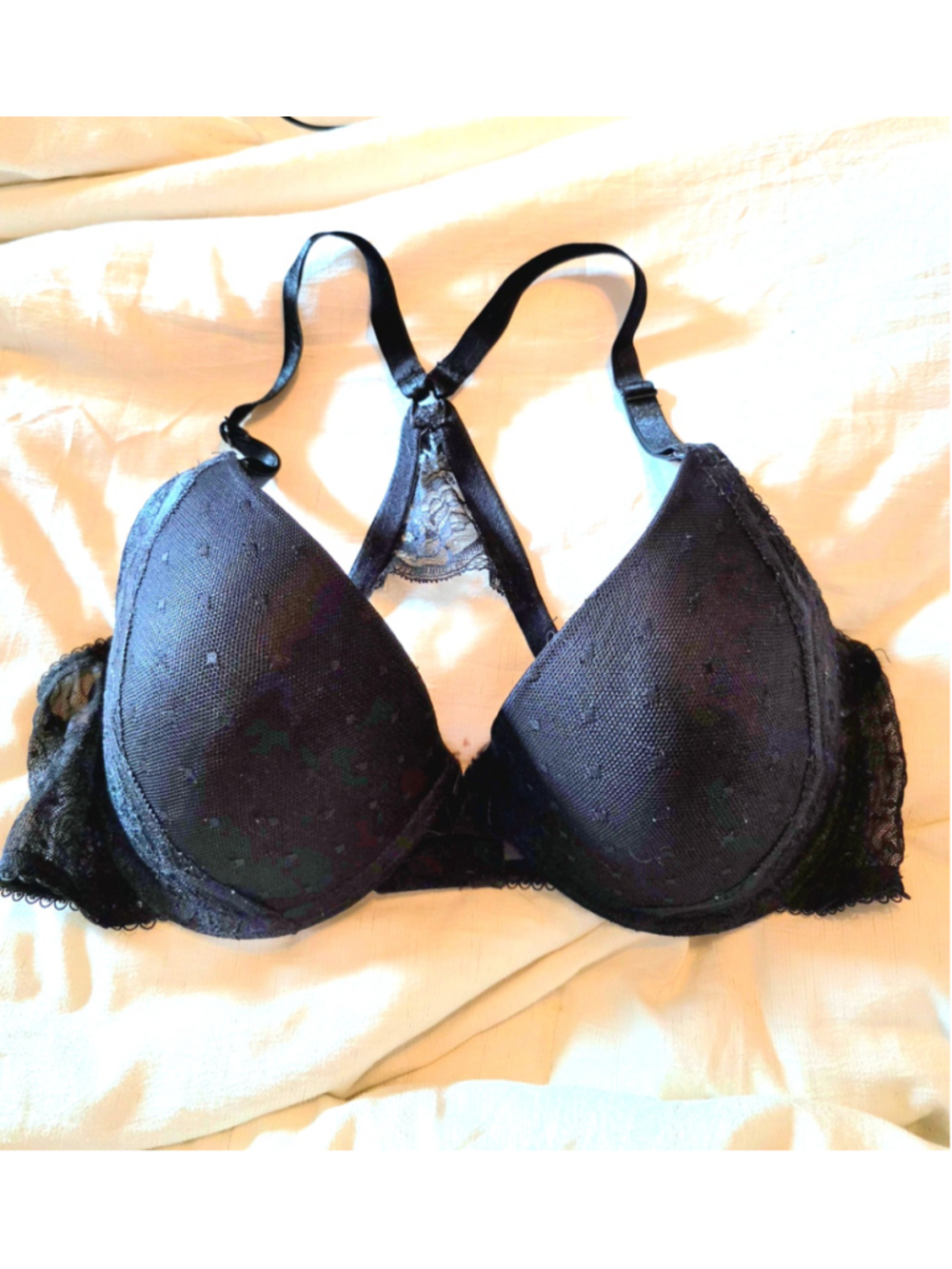 Smart & Sexy Black lace Racer back bra Size 36D